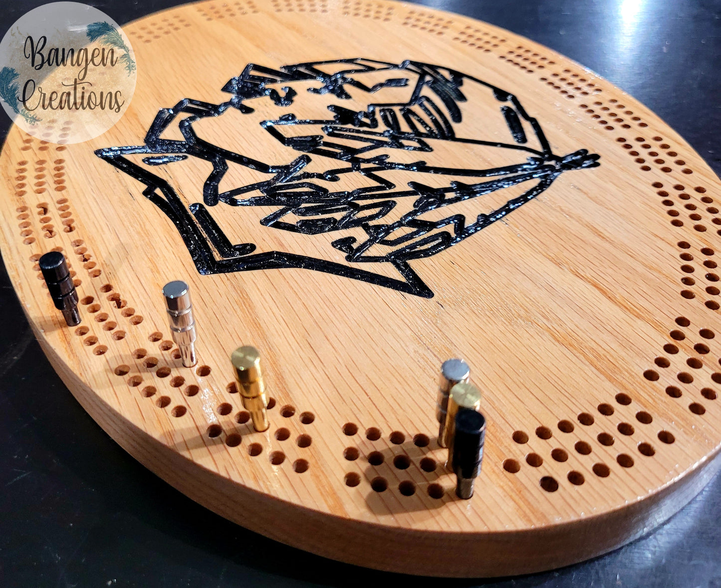 Fighting Sioux Cribbage Board - Fractal Burned