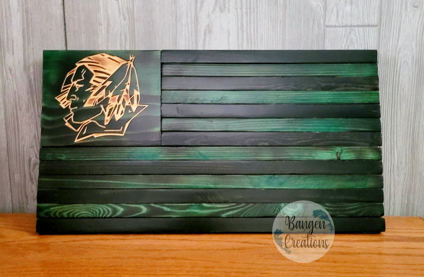 Fighting Sioux Rustic Wood Flag - Medium